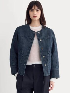 Everlane denim quilted barrel jacket boxy oversized size SM new